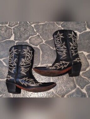 ROPER Black leather women's cowboy boots size 7